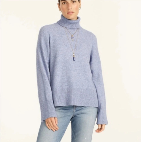 J. Crew merino wool alpaca blend turtle neck split hem wide on trend sleeves xs - Picture 2 of 15